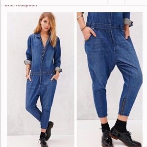 Free people/one teaspoon denim utility jumpsuit